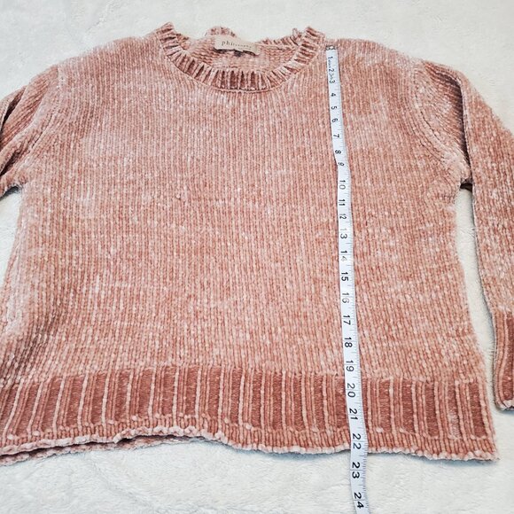 Philosophy Chenille Soft Pink Casual Cottagecore Y2K Pullover Sweater Women M - Picture 6 of 8